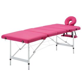 Foldable Massage Table 4 Zones Aluminum Pink