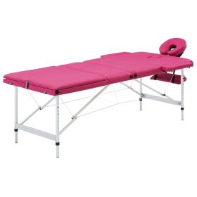 Foldable Massage Table 3 Zones Aluminum Pink