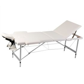 Cream White Foldable Massage Table 3 Zones with Aluminum Frame