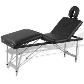 Black Foldable Massage Table 4 Zones with Aluminum Frame