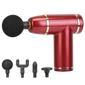 Percussion Massage Gun USB Type C Rechargeable Deep Tissue Vibration Massager Handheld Leg Body Cordless Massager with 4 Interchangeable Heads 8 Inten (Color: Red)